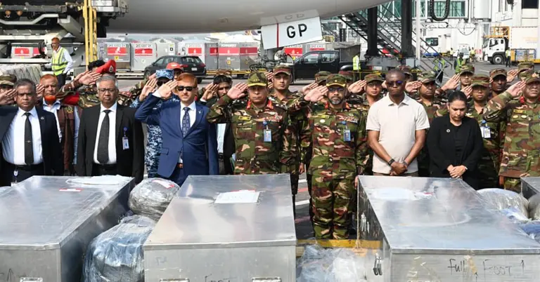 শান্তিরক্ষা মিশনে নিহত সেনাসদস্যদের মরদেহ